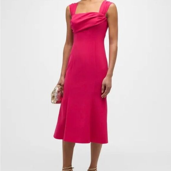 Carolina Herrera Square Neck Trumpet Midi Dress With Cap Sleeves NWT 10 $4590 - Picture 5 of 7